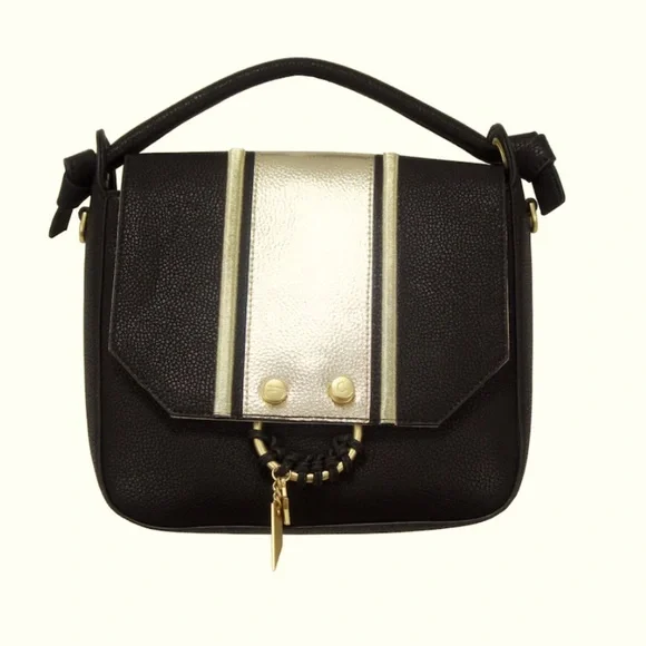 Foley + Corinna NWOT!!!! REESE SATCHEL/ CROSSBODY IN BLACK STRIPE - Picture 9 of 10